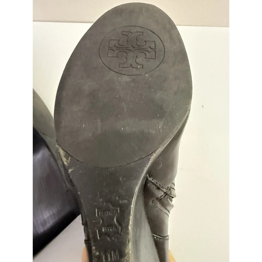 TORY BURCH Milan Wedge Bootie Black‎ Leather Size 11
